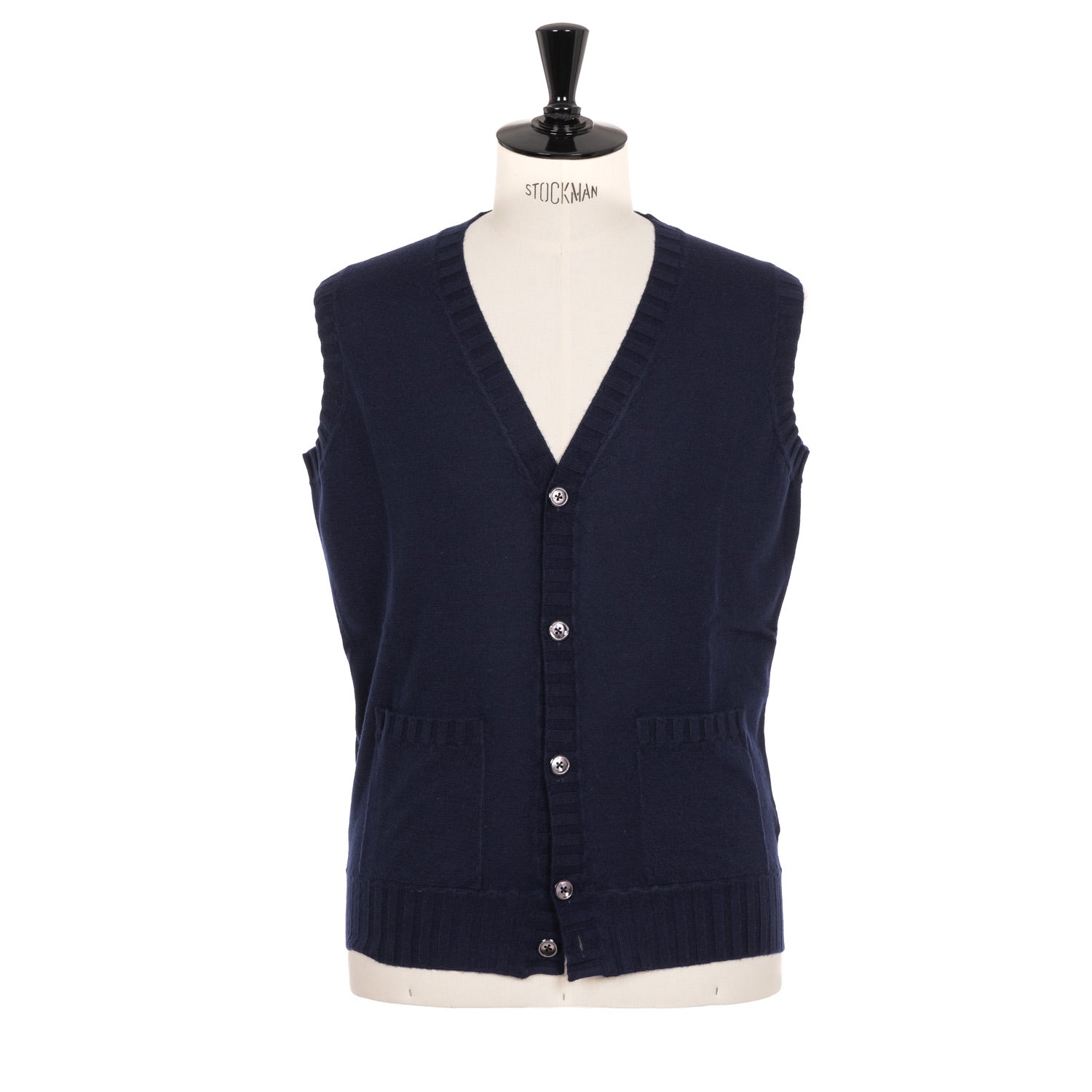 Dunkelblaue Weste "Gilet Rib" aus reinem Duvet-Kaschmir